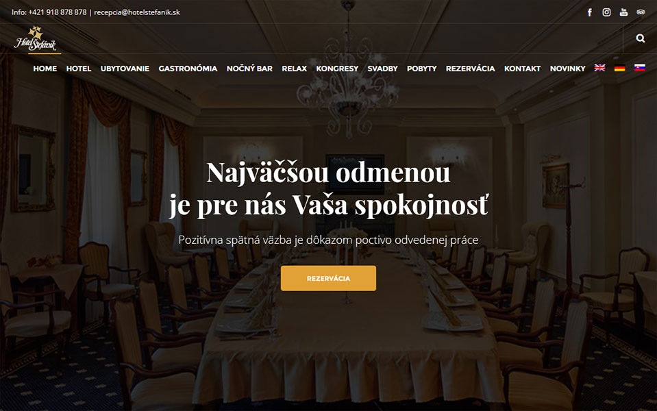 Tvorba web stránky pre Hotel Štefánik v Myjave